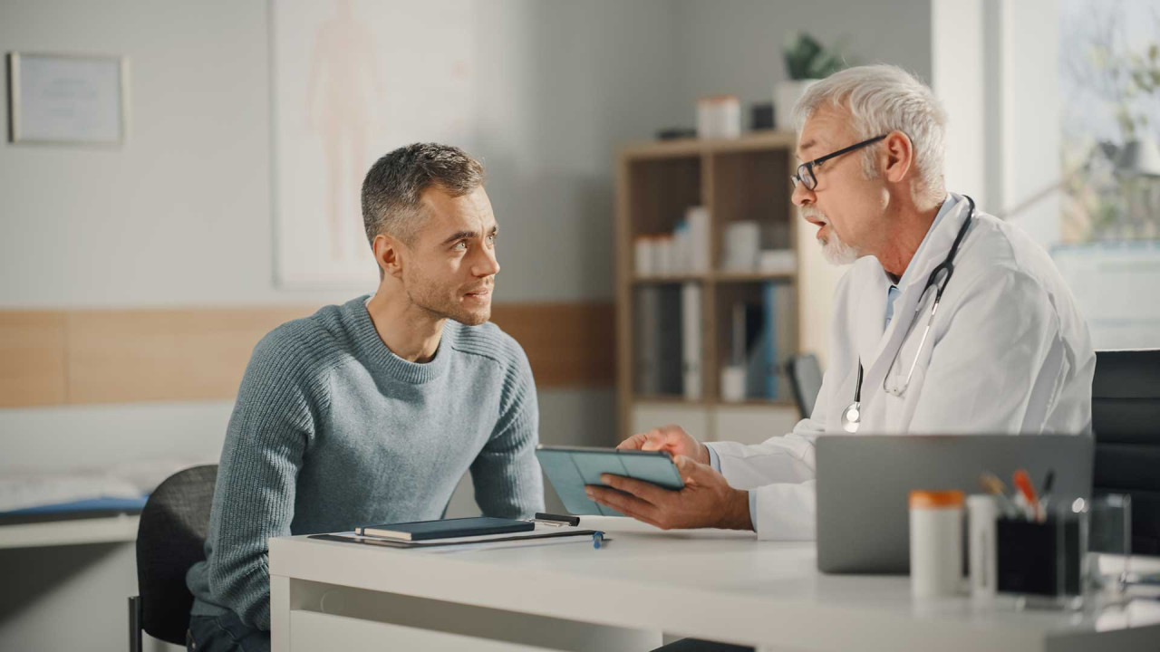 Doctor talking to a patient in a medical setting