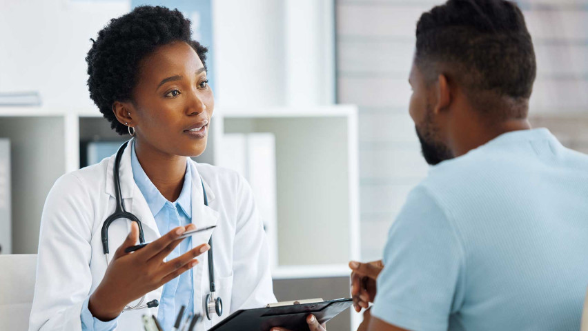 Doctor talking to patient
